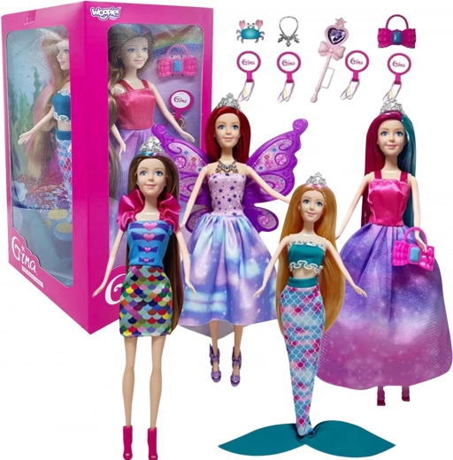 WOOPIE komplekts ar 4 maģiskajām princesēm – leļļu kaste 4v1 ar aksesuāriem