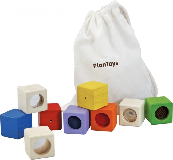 Plan Toys maņu kauliņi – komplekts 9 gab.