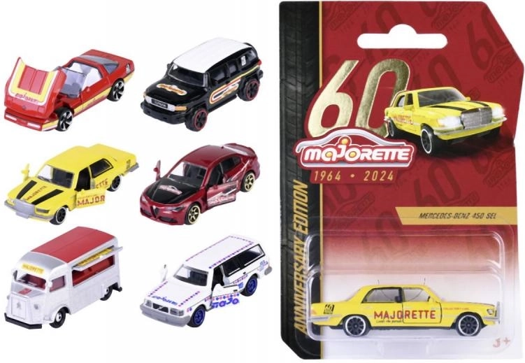 Majorette jubilejas metāla autiņš 1:64 – 60 gadi, modeļu mikss