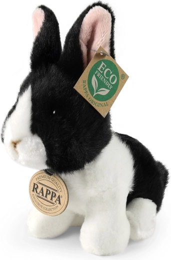 Rappa balts un melns sēdošs plīša trusis, 16 cm