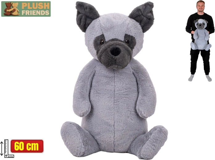 Plush Friends plush dog sitting 60 cm grey