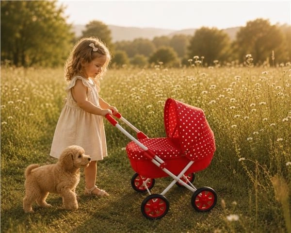 New Baby children's doll stroller Anička red