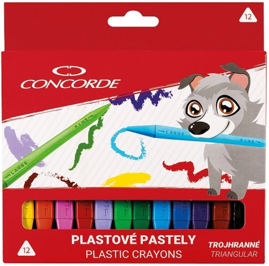 Plastmasas trīsstūra krītiņi CONCORDE, 12 krāsas