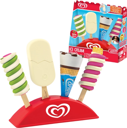 Casdon Algida rotaļu saldējumu komplekts ar stendu (Twister, Cornetto un Magnum)