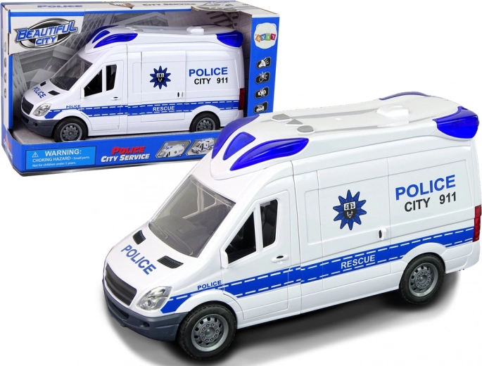 Interaktīva policijas automašīna ar gaismām, skaņām un atveramām durvīm