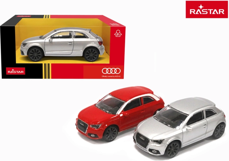 Metāla automašīnīte Rastar Audi A1 1:43 sudraba krāsā – 1 gab.