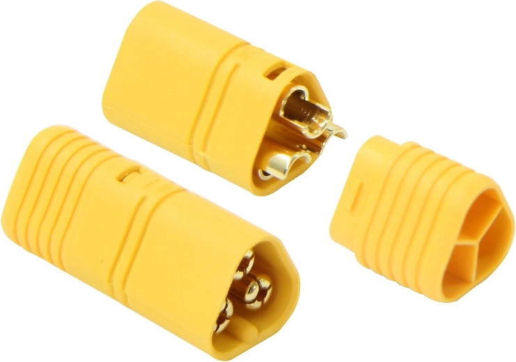 Three-pole JAMARA MT60 connector with insulating cover, gold-plated - 1 pair