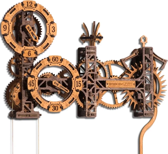 Wooden 3D Puzzle Steampunk Gearworks Wall Clock 304 Pieces