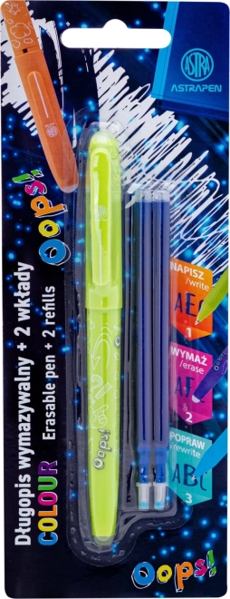 Dzēšama pildspalva ASTRA OOPS! 0,6 mm ar rezerves stieņiem