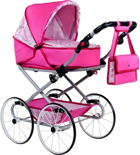 Bērnu retro leļļu ratiņi 2v1 New Baby Natálka rozā