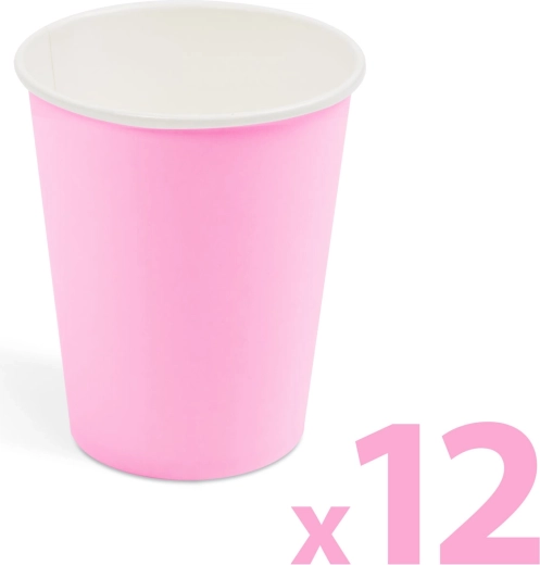 Rozā papīra glāzītes, 2,5 dl, 12 gab.