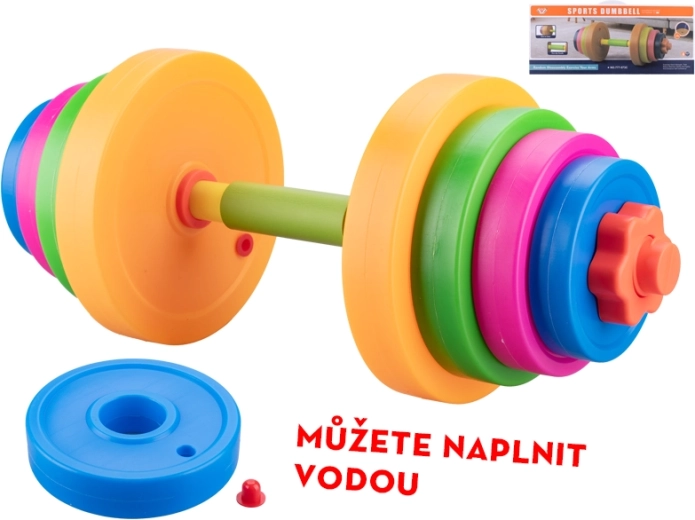 Bērnu regulējama hantelīte 46 cm ar ūdeni pildāmiem svariem