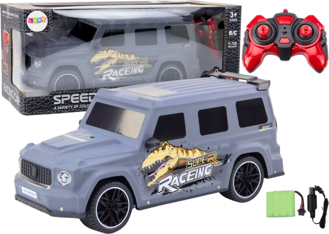 RC car with dinosaur motif 1:10, gray