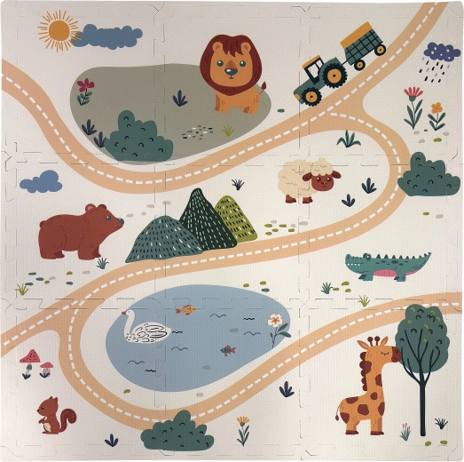 Humbi Safari Animals Foam Puzzle Play Mat, 9 Pieces