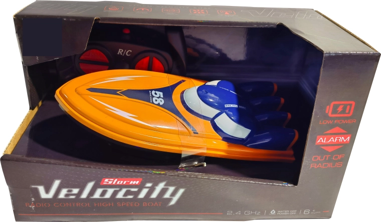 R/C sacīkšu laiva Velocity 1:16 2,4 GHz oranža