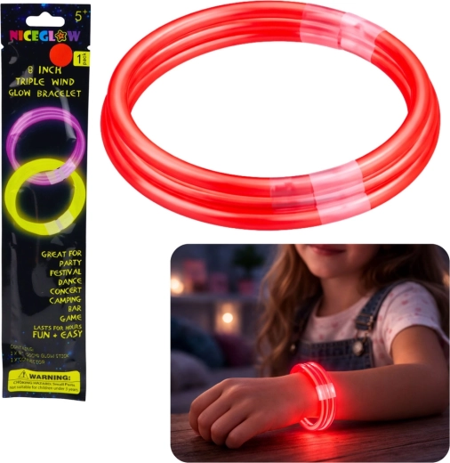 Triple Fluorescent Glow-in-the-Dark Bracelet Glow Stick 20 cm