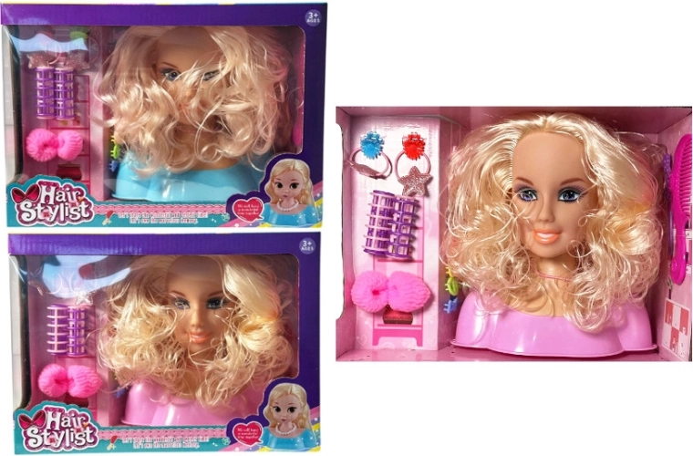 Hairdressing doll head for styling with accessory set