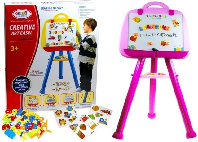 Rozā bērnu magnētiskā tāfele LeanToys