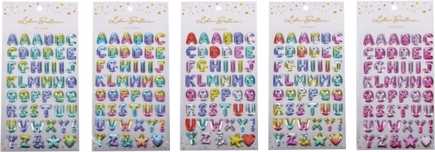 Alfabēta uzlīmes ar gliteriem 23 × 11 cm