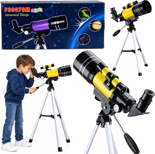 Bērnu astronomiskais teleskops ar statīvu un tālruņa turētāju