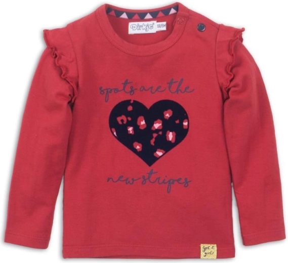 Dirkje girls' long-sleeve T-shirt with heart, red