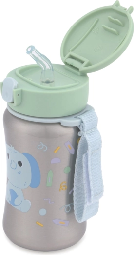Hygienic flip-top lid and flexible straw