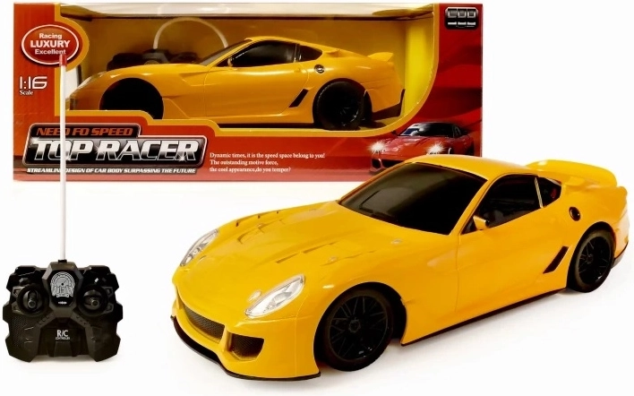 Top Racer tālvadības auto, dzeltens