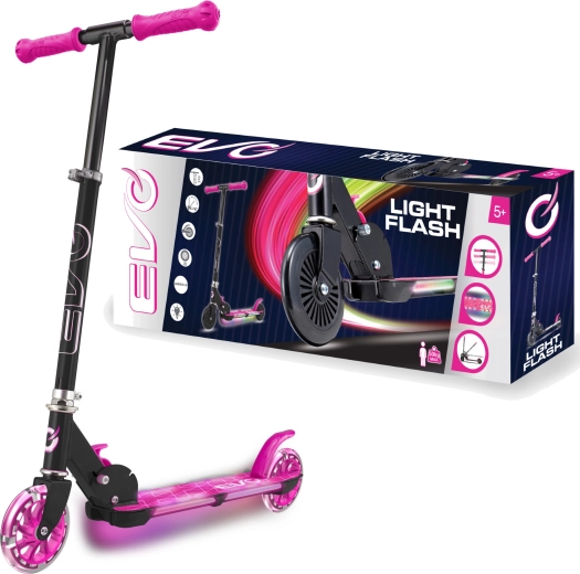 EVO kids' folding scooter Light Flash with LED deck – pink