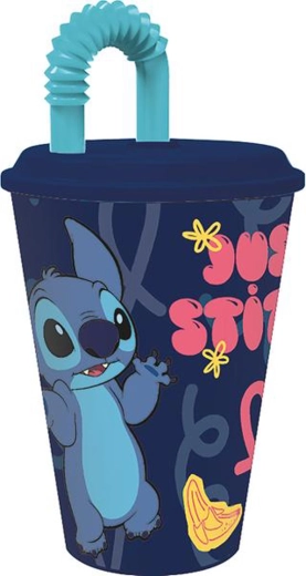 Plastmasas krūze ar salmiņu STITCH 430 ml