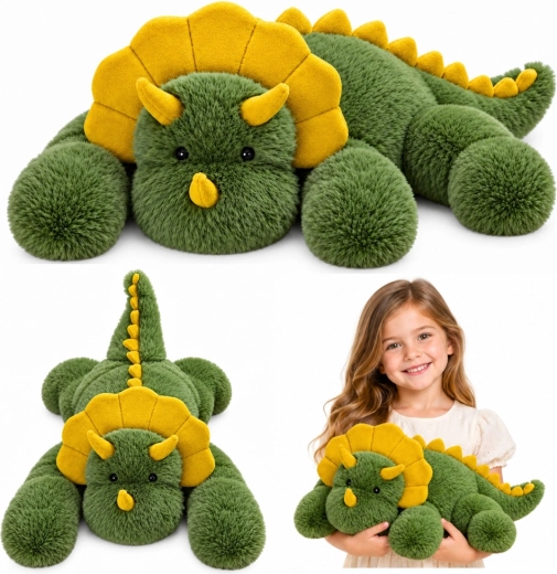Green Plush Triceratops Dinosaur 60 cm