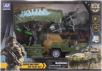 Military set with parachutist, jeep and jet ski