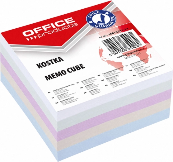 Papīra piezīmju kubs OFFICE PRODUCTS, nelīmēts 85 × 85 × 40 mm, krāsu mikss - 1 gab.