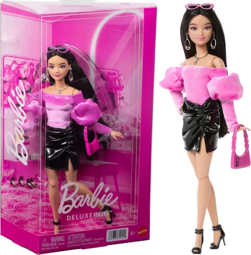 Mattel Barbie Deluxe Style modes lelle rozā un melnā krāsā ar aksesuāriem