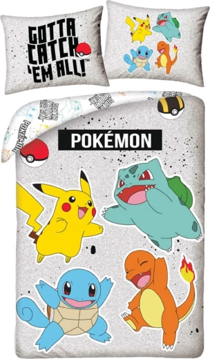 Children's Pokémon Bedding Set, Grey, 140 × 200 cm
