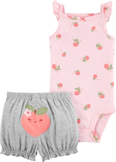 Carter's divdaļīgs komplekts: lencīšu bodijs un šorti Pink Peach meitenītei 9 mēn.