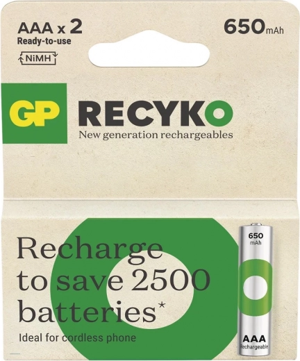 Uzlādējamās AAA Ni-MH baterijas 650mAh - GP ReCyko