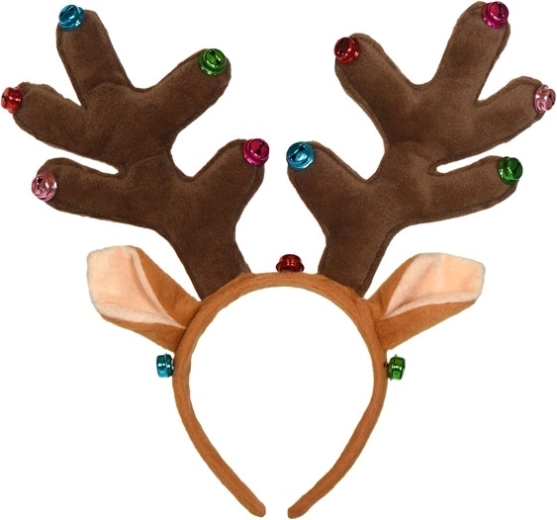 Christmas headband with reindeer antlers and ears, brown