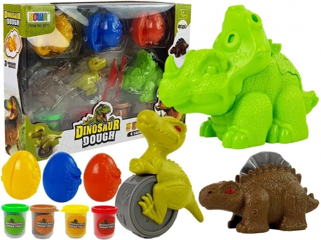 Plastilīns Dino olas komplekts 12 daļas 4 krāsas