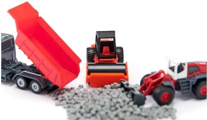 Dump truck and loader for realistic loading