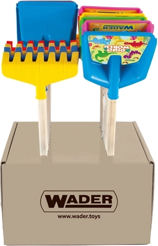 Wader Happy Summer bērnu lāpstiņa vai grābeklītis ar garu koka rokturi
