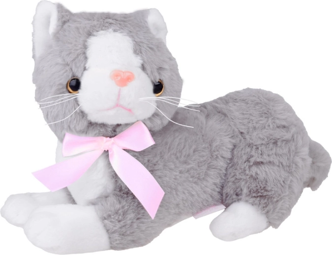 Plush Gray Cat Flico with Bow 34 cm