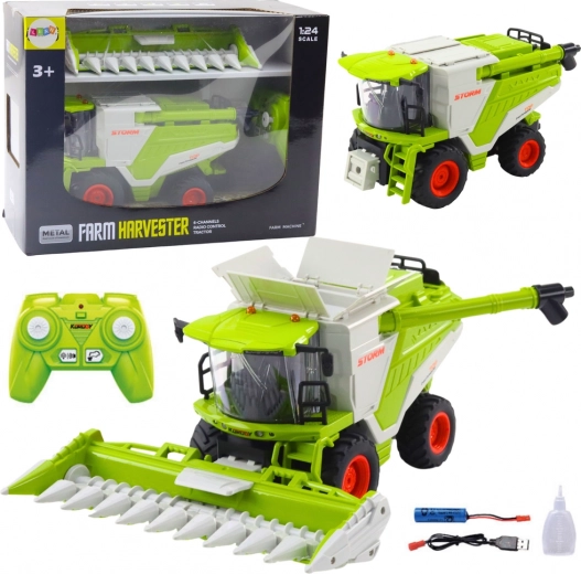 RC kombains 2 vienā ar kukurūzas hederi, LED, skaņām un dūmu efektu 2.4 GHz