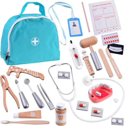 Wooden little dentist set with bag
