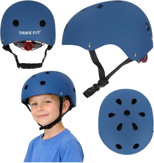Bērnu velo ķivere TRIKE FIX ar LED, izmērs S 48–54 cm, tumši zila