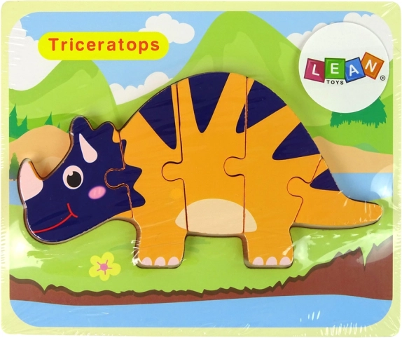 Koka puzles dinozauri – triceratops vai ankilozaurs, oranža