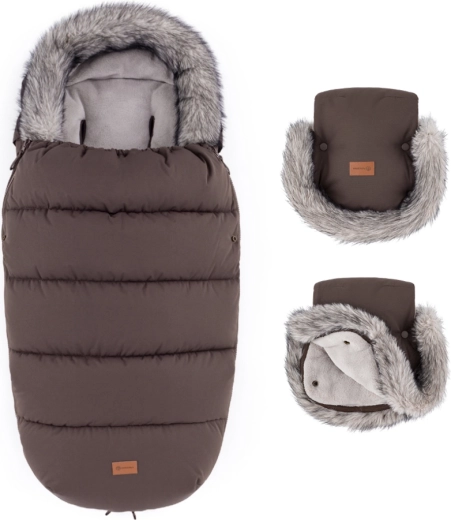 PETITE&MARS ziemas komplekts kāju pārsegs Comfy 4v1 + ratiņu cimdi Furry rich brown