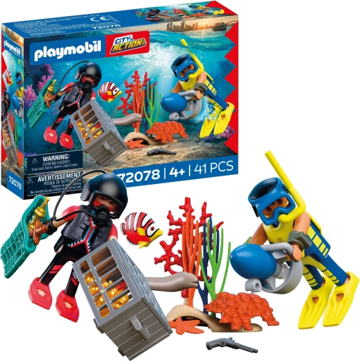 Playmobil City Action policijas nirējs ar dārgumu – rotaļu komplekts ar figūriņām un piederumiem