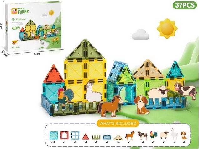 Madej Color Box Magnetic Construction Set Farm, 37 Pieces