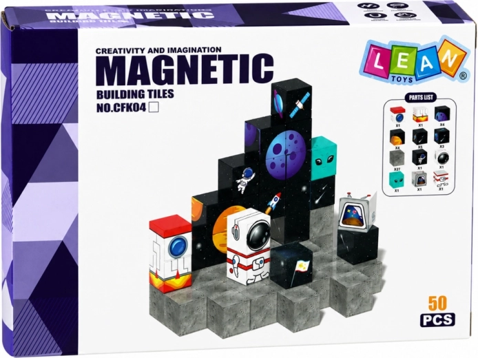 50 magnētisko klucīšu 3D būvēm