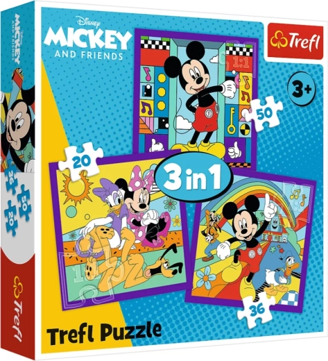 Puzle 3 vienā Mickey Mouse un draugi (20, 36, 50 gab.) Trefl